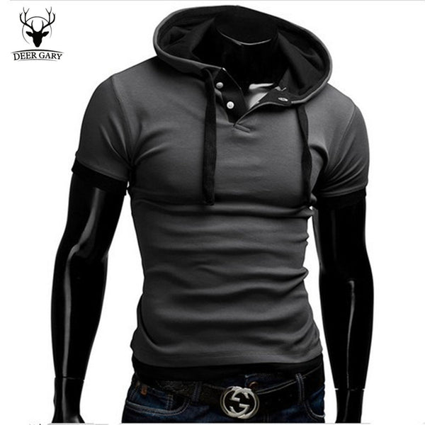 Copy of Summer Men Fashion Casual Short Sleeve Tops Hooded