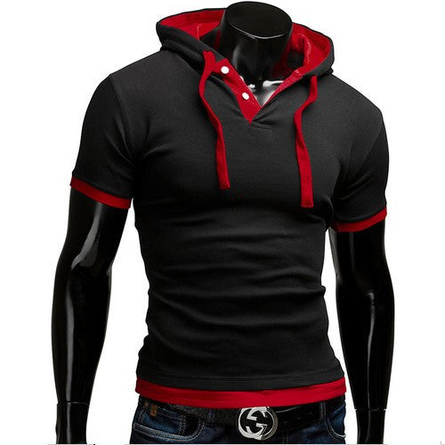 Copy of Summer Men Fashion Casual Short Sleeve Tops Hooded