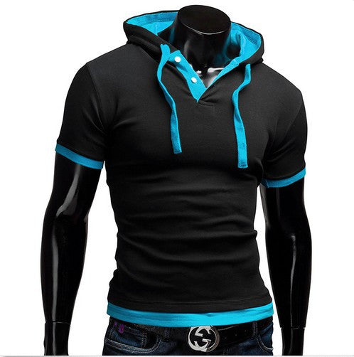 Copy of Summer Men Fashion Casual Short Sleeve Tops Hooded