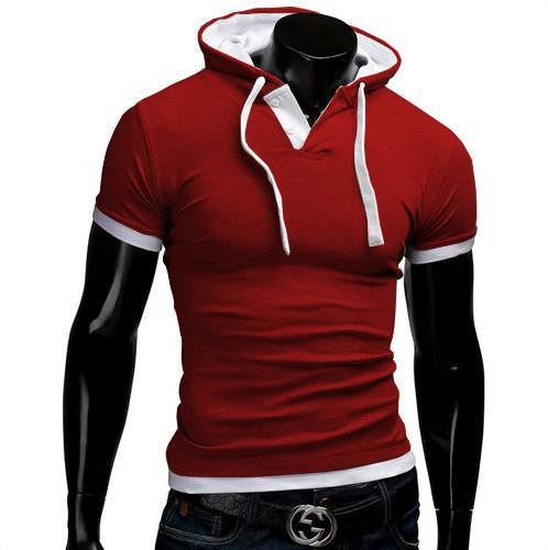 Summer Men Fashion Casual Short Sleeve Tops Hooded