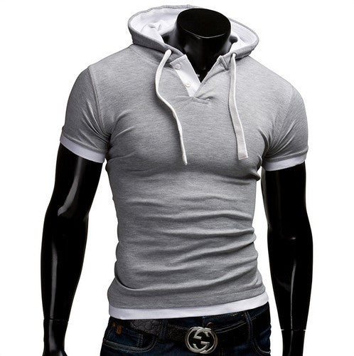 Copy of Summer Men Fashion Casual Short Sleeve Tops Hooded
