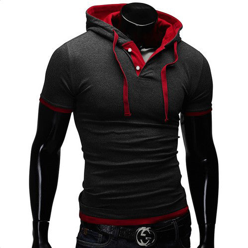 Copy of Summer Men Fashion Casual Short Sleeve Tops Hooded