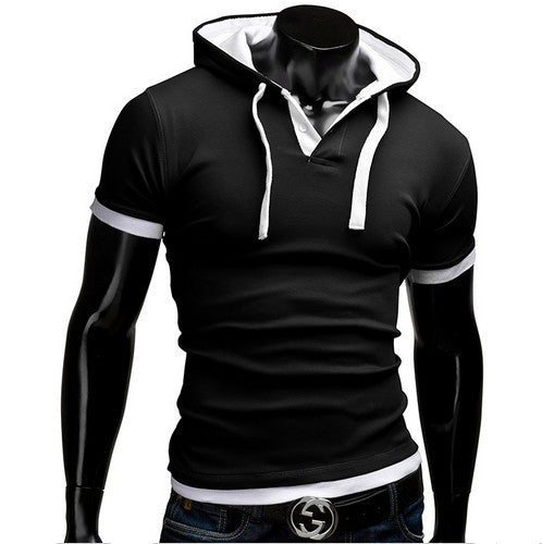 Copy of Summer Men Fashion Casual Short Sleeve Tops Hooded