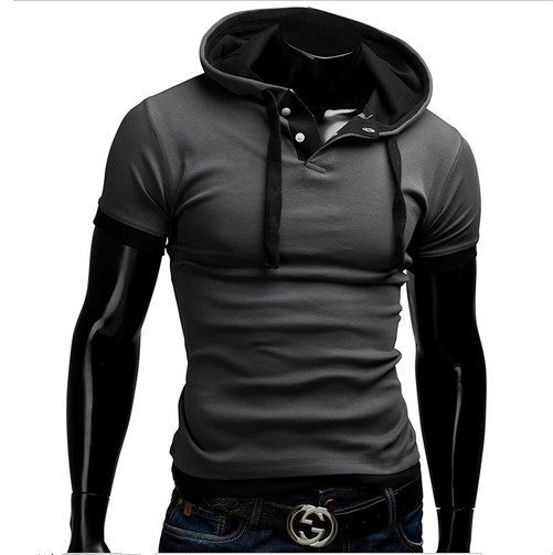 Copy of Summer Men Fashion Casual Short Sleeve Tops Hooded