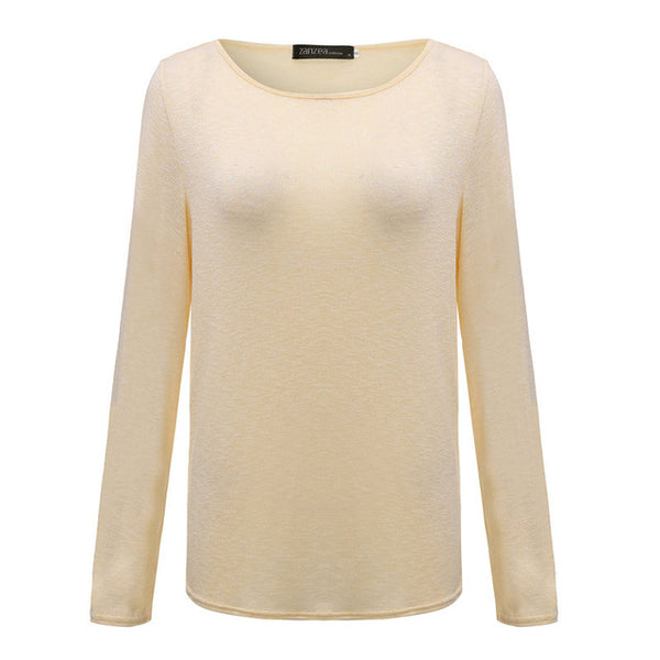 Zanzea T Shirt Women 2017 New Spring Casual O Neck Long Sleeve Cotton T-Shirts Tops  Solid Color Loose Knitted Blusas