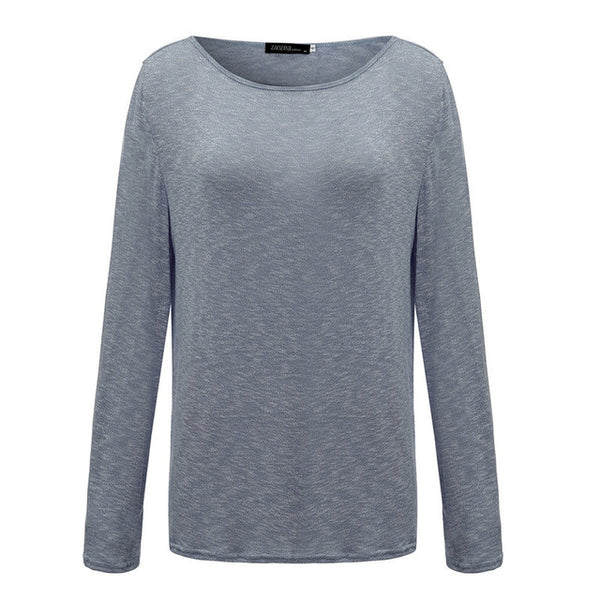 Zanzea T Shirt Women 2017 New Spring Casual O Neck Long Sleeve Cotton T-Shirts Tops  Solid Color Loose Knitted Blusas