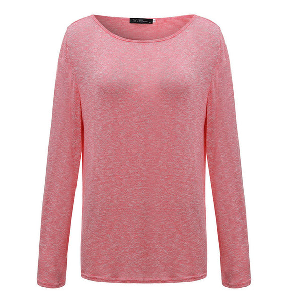 Zanzea T Shirt Women 2017 New Spring Casual O Neck Long Sleeve Cotton T-Shirts Tops  Solid Color Loose Knitted Blusas