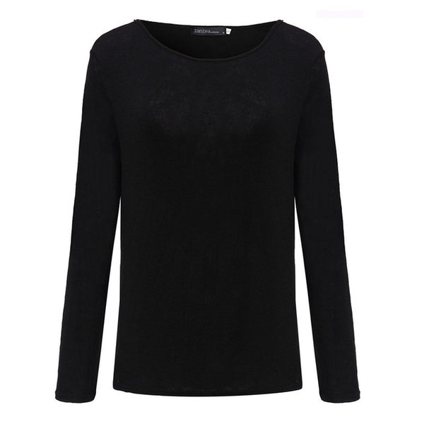 Zanzea T Shirt Women 2017 New Spring Casual O Neck Long Sleeve Cotton T-Shirts Tops  Solid Color Loose Knitted Blusas