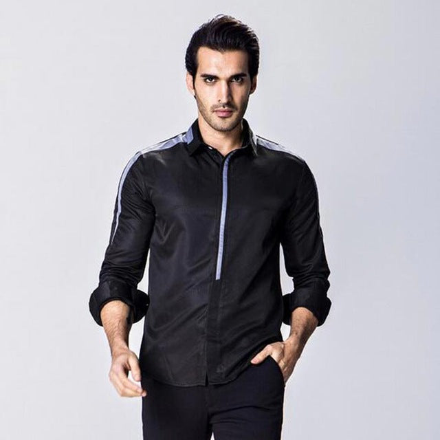 HEE GRAND Men Full Sleeve Shirts 2017 New Western Style Spliced Color Design Male Casual Hiden Zipper Shirts Size M-XXL MCL1981