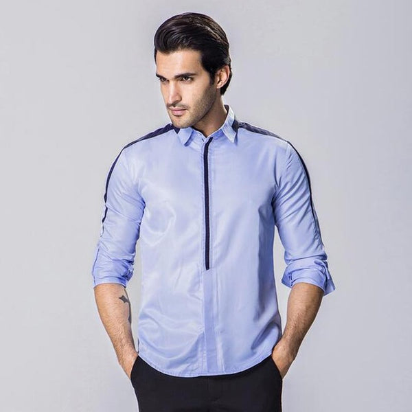 HEE GRAND Men Full Sleeve Shirts 2017 New Western Style Spliced Color Design Male Casual Hiden Zipper Shirts Size M-XXL MCL1981