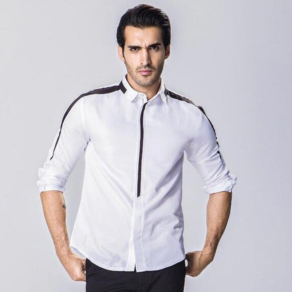 HEE GRAND Men Full Sleeve Shirts 2017 New Western Style Spliced Color Design Male Casual Hiden Zipper Shirts Size M-XXL MCL1981