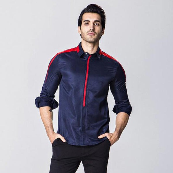 HEE GRAND Men Full Sleeve Shirts 2017 New Western Style Spliced Color Design Male Casual Hiden Zipper Shirts Size M-XXL MCL1981