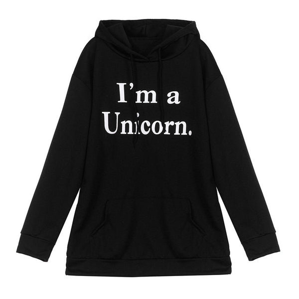 Women's Fashion Casual Tops Unicorn Printed Hooded Hoodies