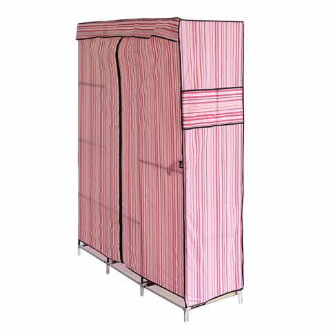 Blue Simple Design 68 Inch +70 Inch Folding Closet Wardrobe Clothes Stainless Rack Organizer Storage Wardrobe Cabinets