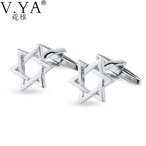 1 Pair Hexagonal Star CuffLinks for Shirts Cuff links Exquisite Button High Quality Copper New Fashion Cuff-links XK31