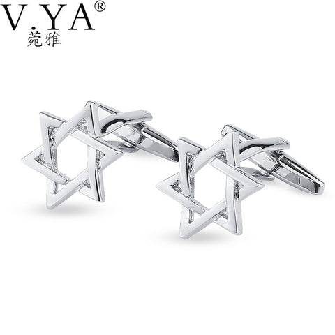 1 Pair Hexagonal Star CuffLinks for Shirts Cuff links Exquisite Button High Quality Copper New Fashion Cuff-links XK31