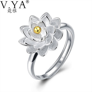 100% 925 Sterling Silver Ring Romantic Flower S925 Solid Silver Rings for Women Jewelry VYA 925-sterling-silver-ring R11