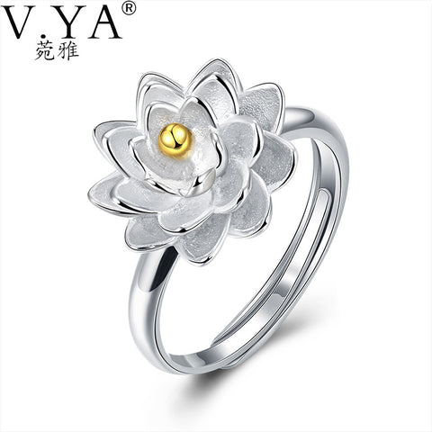 100% 925 Sterling Silver Ring Romantic Flower S925 Solid Silver Rings for Women Jewelry VYA 925-sterling-silver-ring R11