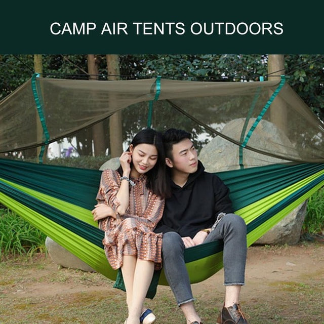 2017 Large Nylon Outdoor Hammock Parachute Cloth Fabric  Portable Camping Hammock With Mosquito Nets for 1-2 Person 260cm*130cm