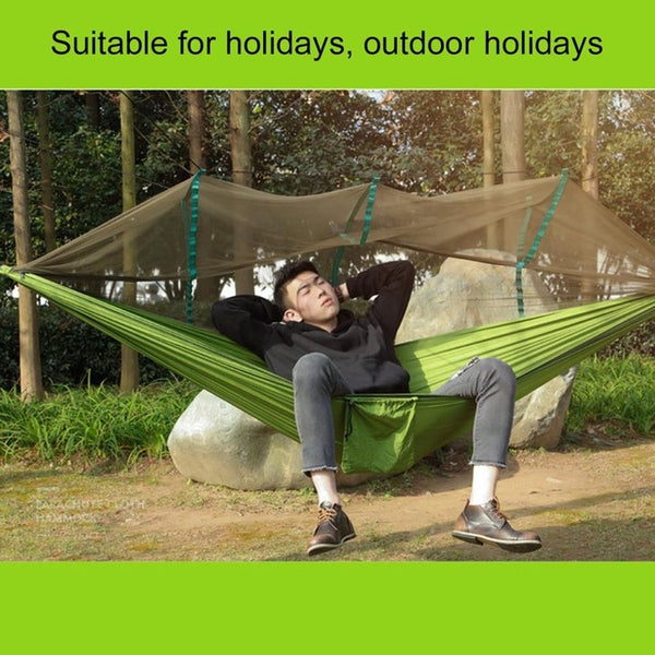 2017 Large Nylon Outdoor Hammock Parachute Cloth Fabric  Portable Camping Hammock With Mosquito Nets for 1-2 Person 260cm*130cm