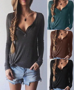 Hot Sale Brand T Shirt Sexy Women Fashion V-neck T-shirts Women Long Sleeve T shirt Tops Tee Shirt Lady Casual Loose Blouse Knitted t-shirts