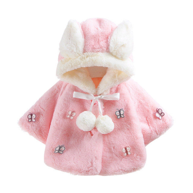 2017 Fashion Hooded Winter Coat Cloak Baby Infant Butterfly Autumn Winter Hooded Coat Cloak Thick Warm Girls Clothes