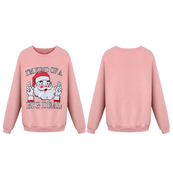Women Christmas Print Long Sleeve Pullover Sweatshirt Blouse Shirt Clothes