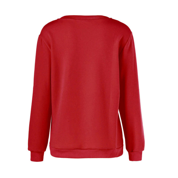 Women Christmas Print Long Sleeve Pullover Sweatshirt Blouse Shirt Clothes