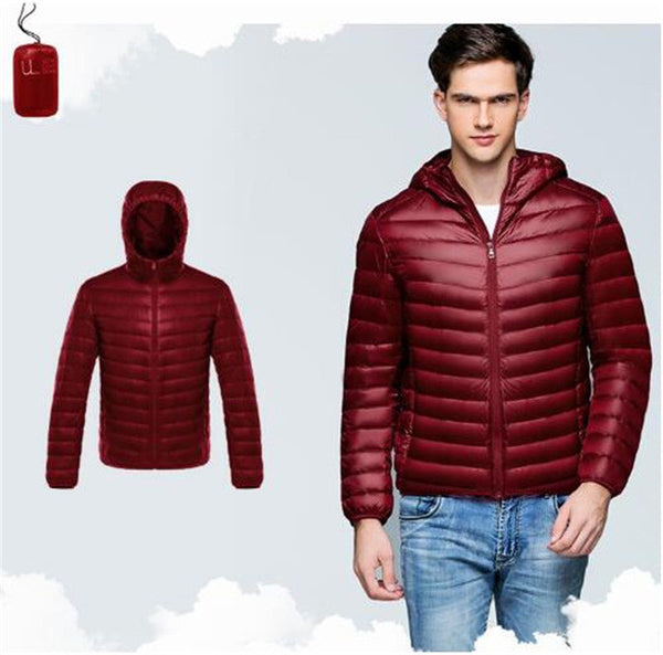 Men Duck Down Jacket Parka Winter Hooded Down Coat