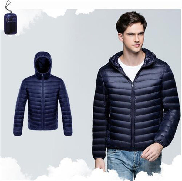 Men Duck Down Jacket Parka Winter Hooded Down Coat